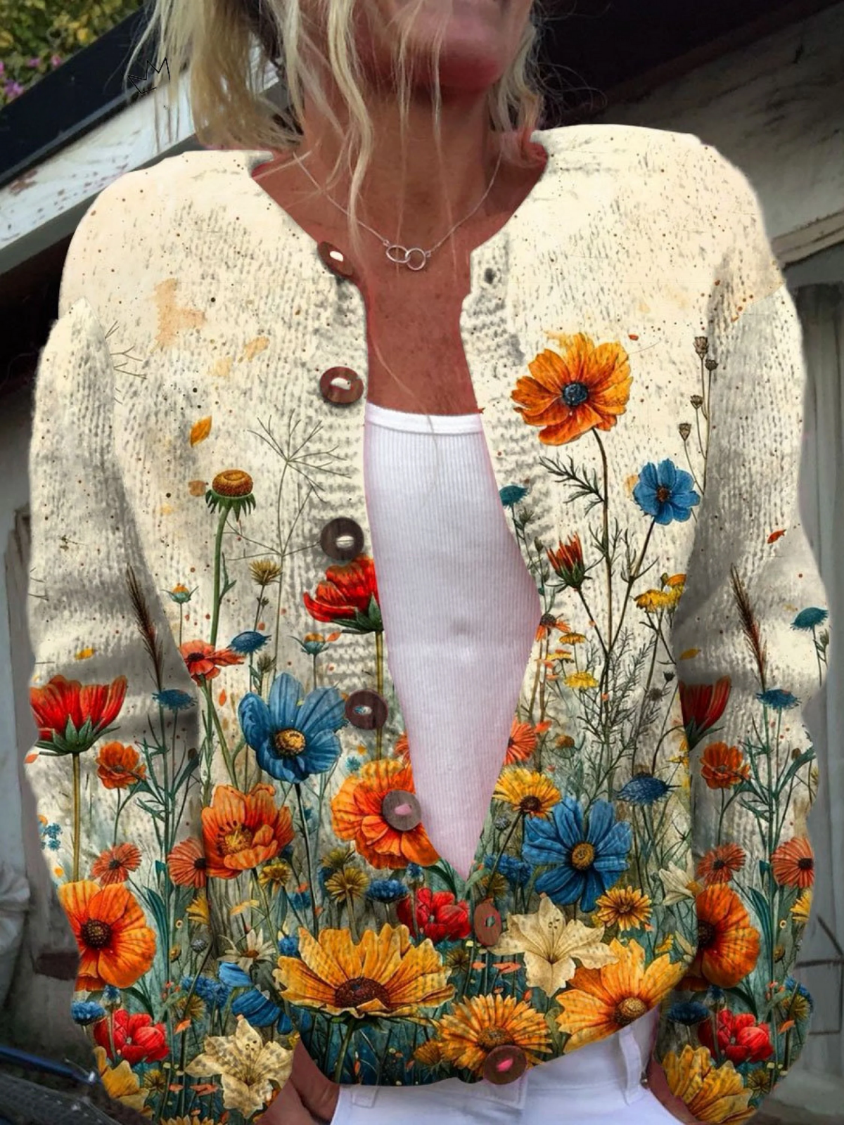 Tansy — Vintage Floral Print Cardigan Sweater
