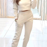 Jeanna - Casual Knitted Jumper and Trousers Set for Women