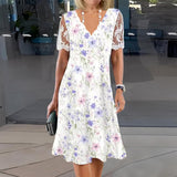 Edith | Lace Sleeve Floral Midi Dress