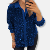 Blythe - Elegant sequin button long sleeve shirt