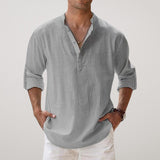 Varel | Cotton Henley Shirt Featuring a Linen-Like Texture