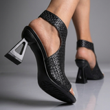 Elena | Chic Woven Sandals with a Sturdy Heel