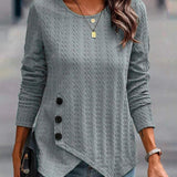 Yolanda - Elegant ribbed long-sleeve knit blouse