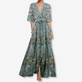 Éléonore™ V-Neck Maxi Dress with Fluid Design