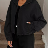 Lysa - Drawstring hem textured long sleeve jacket