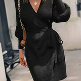 Emmaline - Stylish knitted long wrap belted cardigan