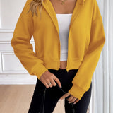 Zyelle - Casual zip-up dropped shoulder hooded jacket
