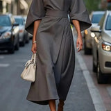 Tianna - Elegant belted puff-sleeve dress