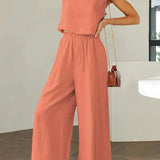 Xandrine - Casual sleeveless top and wide-leg trousers set