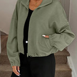 Lysa - Drawstring hem textured long sleeve jacket