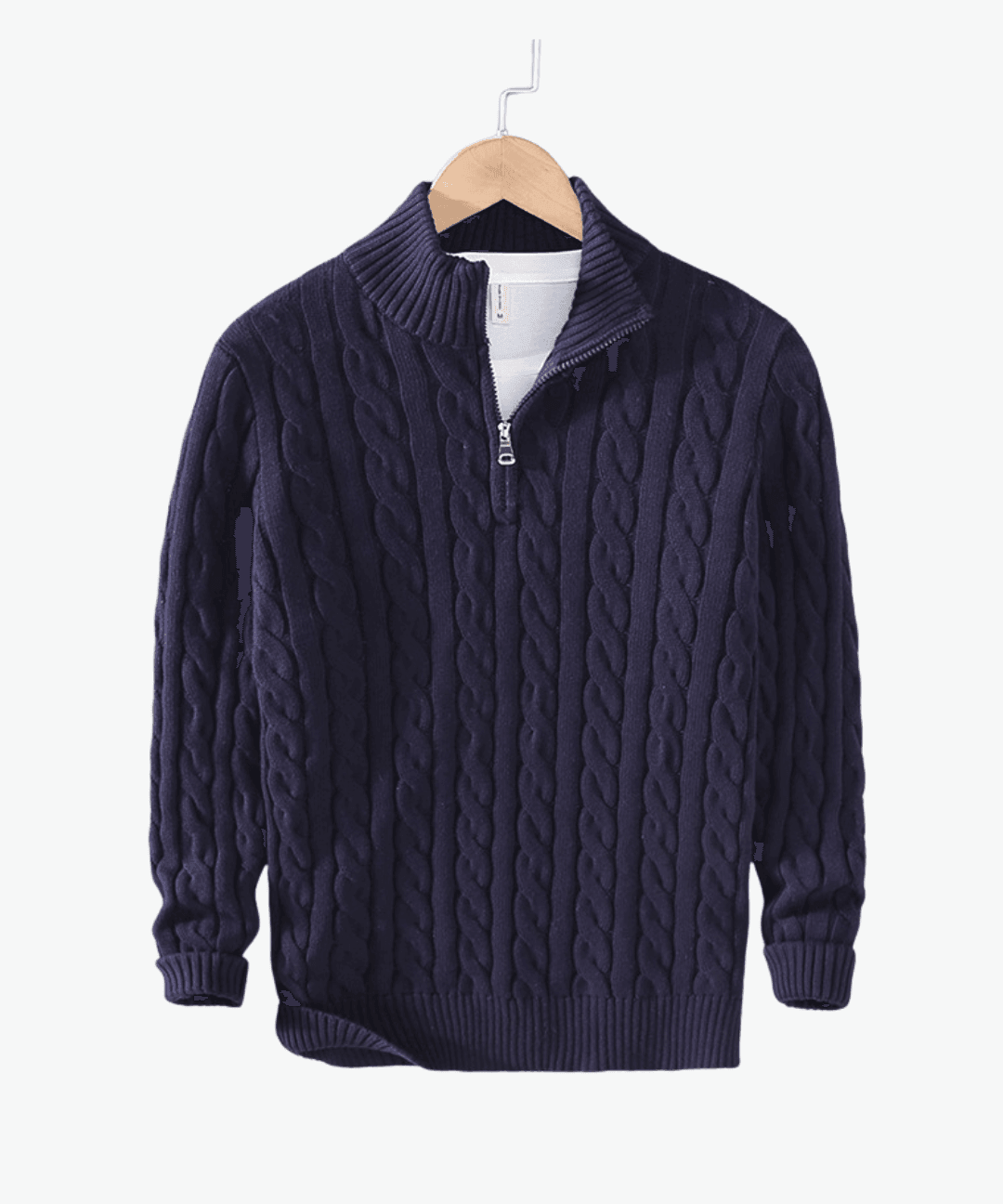 Navy Cable-Knit Sweater