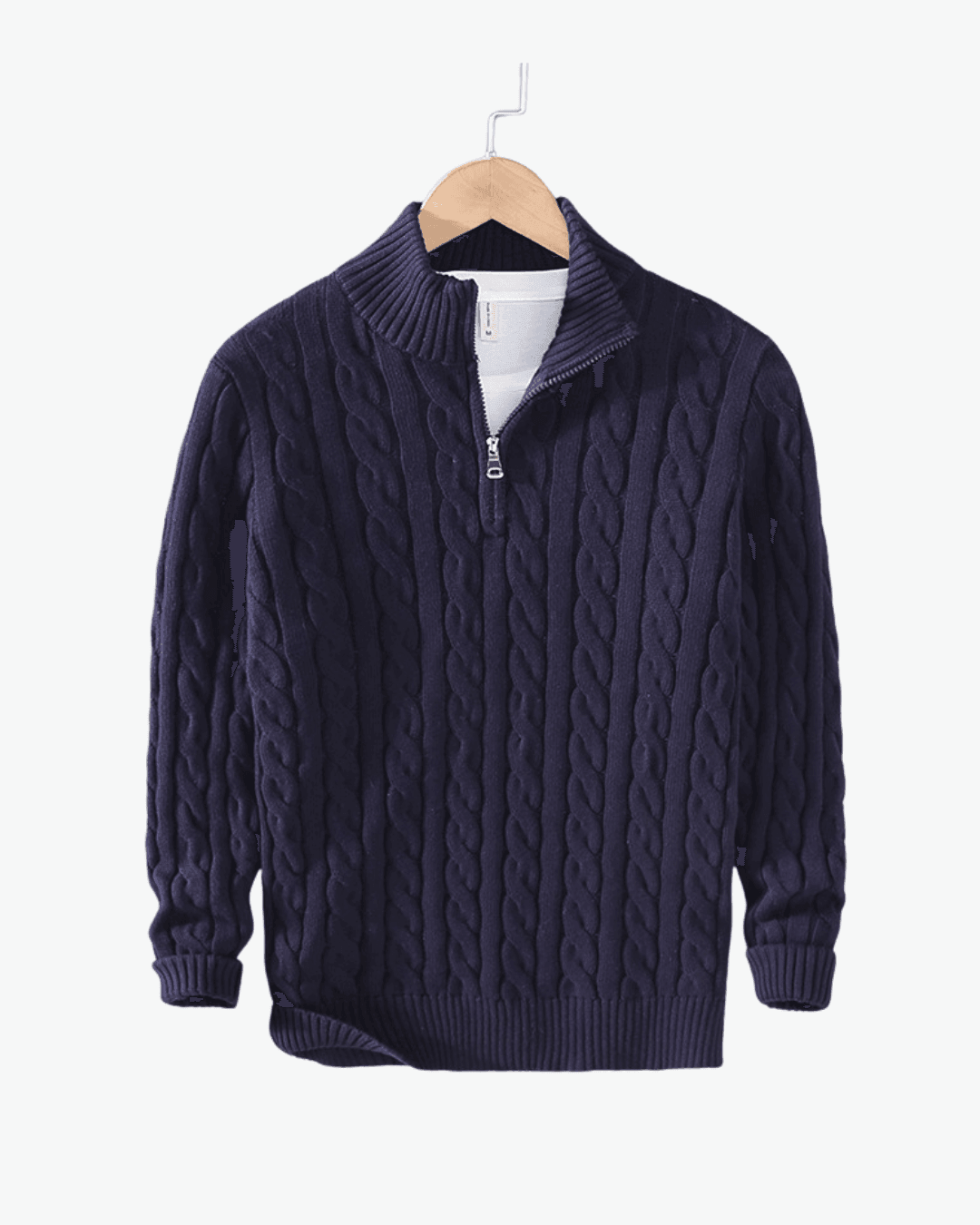 Navy Cable-Knit Sweater