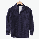 Navy Cable-Knit Sweater