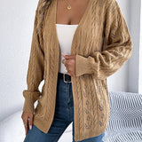 Marigold - Casual open front hollow-out cable knitted cardigan