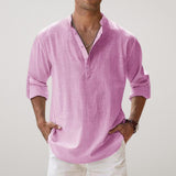 Varel | Cotton Henley Shirt Featuring a Linen-Like Texture