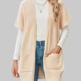 Beverlyn - Loose stylish knitted open-front short sleeve cardigan vest