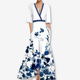 Éléonore™ V-Neck Maxi Dress with Fluid Design