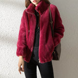 Lannie - Casual warm fleece jacket with zip fastening