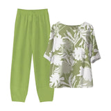 Women’s Floral Lounge Set | Printed Top, Tapered Trousers
