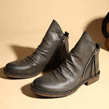 Men’s Ankle Leather Boots | Zipper, Distressed Look