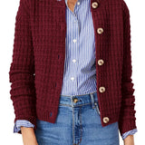 Dixie - Chic textured knit button-front cardigan