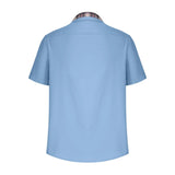 Men’s Summer Casual Shirt | Checked Trim, Short Sleeve