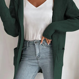 Rosabeth - Casual ribbed open front hooded cardigan