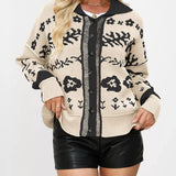 Olivianne - Stylish floral pattern button-down cardigan