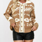 Olivianne - Stylish floral pattern button-down cardigan