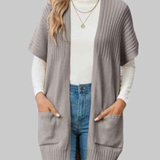 Beverlyn - Loose stylish knitted open-front short sleeve cardigan vest