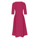Women's Elegant A-Line Dress | Midi, Deep V-Neck