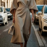 Tianna - Elegant belted puff-sleeve dress