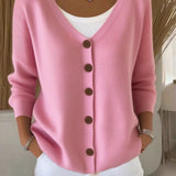 Adara - Elegant Button-Front V-Neck Cardigan