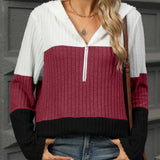 Clarabel - Casual color block hooded sweatshirt