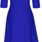 Women's Elegant A-Line Dress | Midi, Deep V-Neck