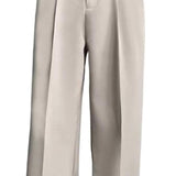 Men's Wide Leg Trousers | White, Pleated Front