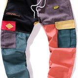 Men's Patchwork Cargo Joggers | Baggy, Drawstring Fit