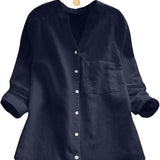 Women’s Summer Tunic Blouse | Long Sleeve, Button-Down