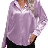 Women’s Designer Summer Shirt | Long Sleeve, Satin