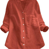 Women’s Summer Tunic Blouse | Long Sleeve, Button-Down