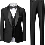 Men Formal Three Piece Suit | Tuxedo, Satin Lapel