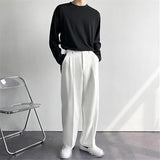 Men's Wide Leg Trousers | White, Pleated Front