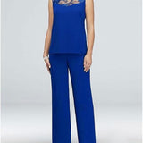 Women’s Evening Trouser Set | Lace Detail, Chiffon Jacket