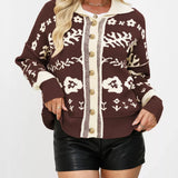 Olivianne - Stylish floral pattern button-down cardigan