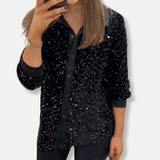 Blythe - Elegant sequin button long sleeve shirt