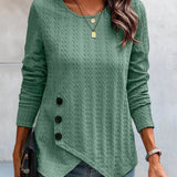 Yolanda - Elegant ribbed long-sleeve knit blouse