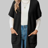 Beverlyn - Loose stylish knitted open-front short sleeve cardigan vest