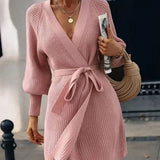 Emmaline - Stylish knitted long wrap belted cardigan