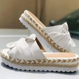 Women’s Summer Platform Slides | Open Toe, Bow Detail
