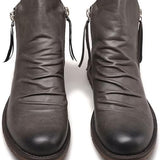 Men’s Ankle Leather Boots | Zipper, Distressed Look